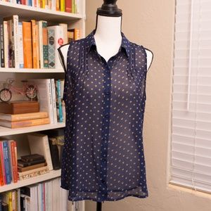 Cute Sleeveless Button Sleeve Blouse